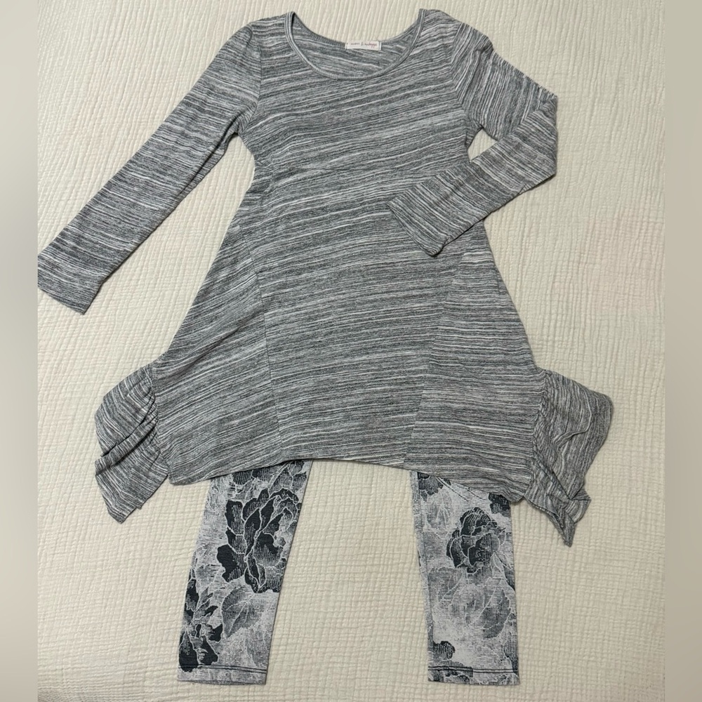 Mimi & Maggie Tunic & Matching Leggings Grey Sz 10 Sz S
